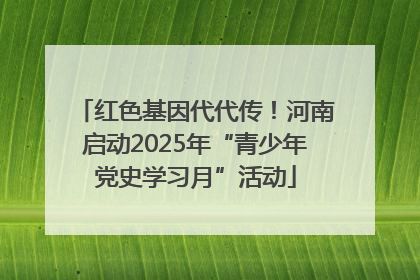 红色基因代代传！河南启动2025年“青少年党史学习月”活动